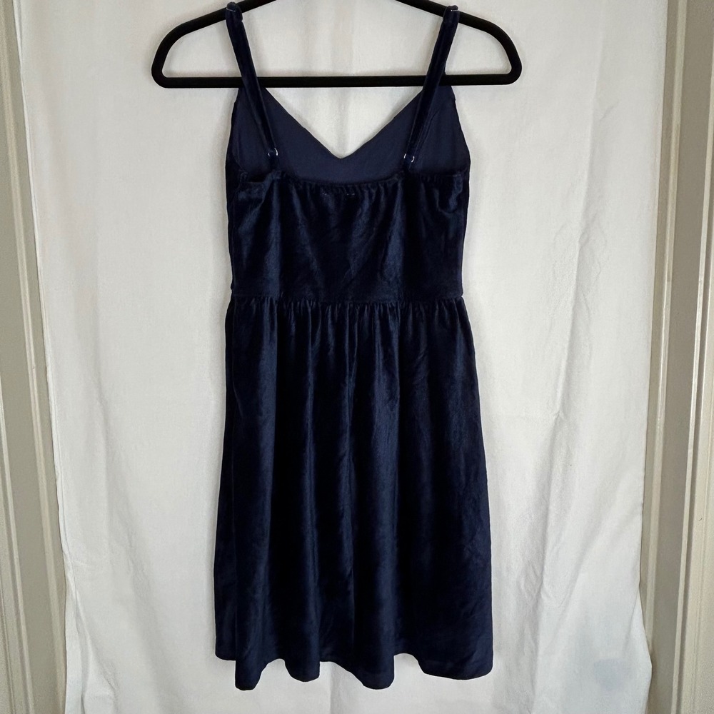 Good‎ Luck Gem Blue Velvet Dress Sleeveless V Neck Mini Womens size S - Picture 8 of 13